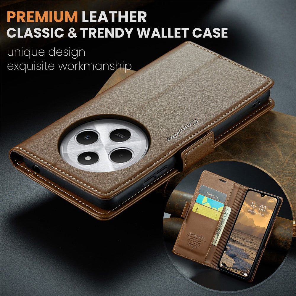 CASEME For Xiaomi Redmi 14C 4G Leather Case  023 RFID Blocking 3 Card Slot Mobile Cover