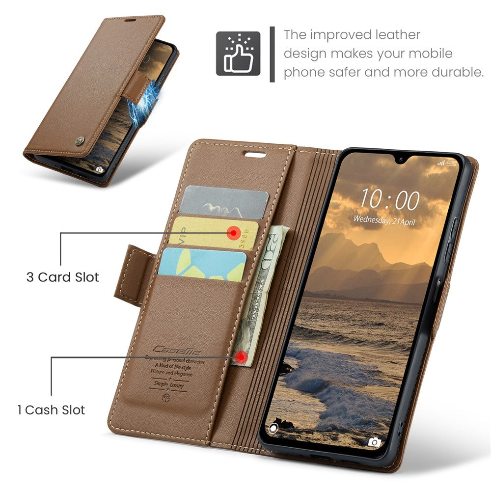 CASEME For Xiaomi Redmi 14C 4G Leather Case  023 RFID Blocking 3 Card Slot Mobile Cover