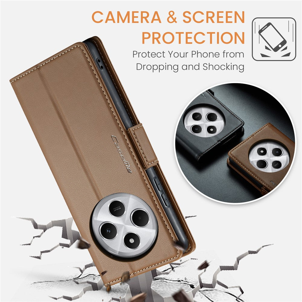 CASEME For Xiaomi Redmi 14C 4G Leather Case  023 RFID Blocking 3 Card Slot Mobile Cover
