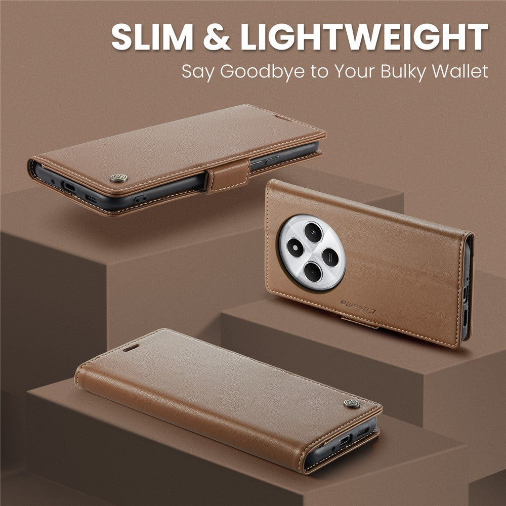 CASEME For Xiaomi Redmi 14C 4G Leather Case  023 RFID Blocking 3 Card Slot Mobile Cover