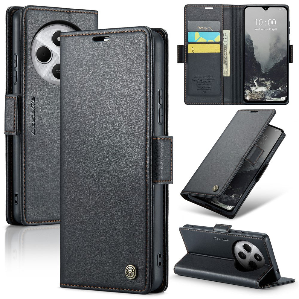 CASEME For Xiaomi Redmi 14C 4G Leather Case  023 RFID Blocking 3 Card Slot Mobile Cover