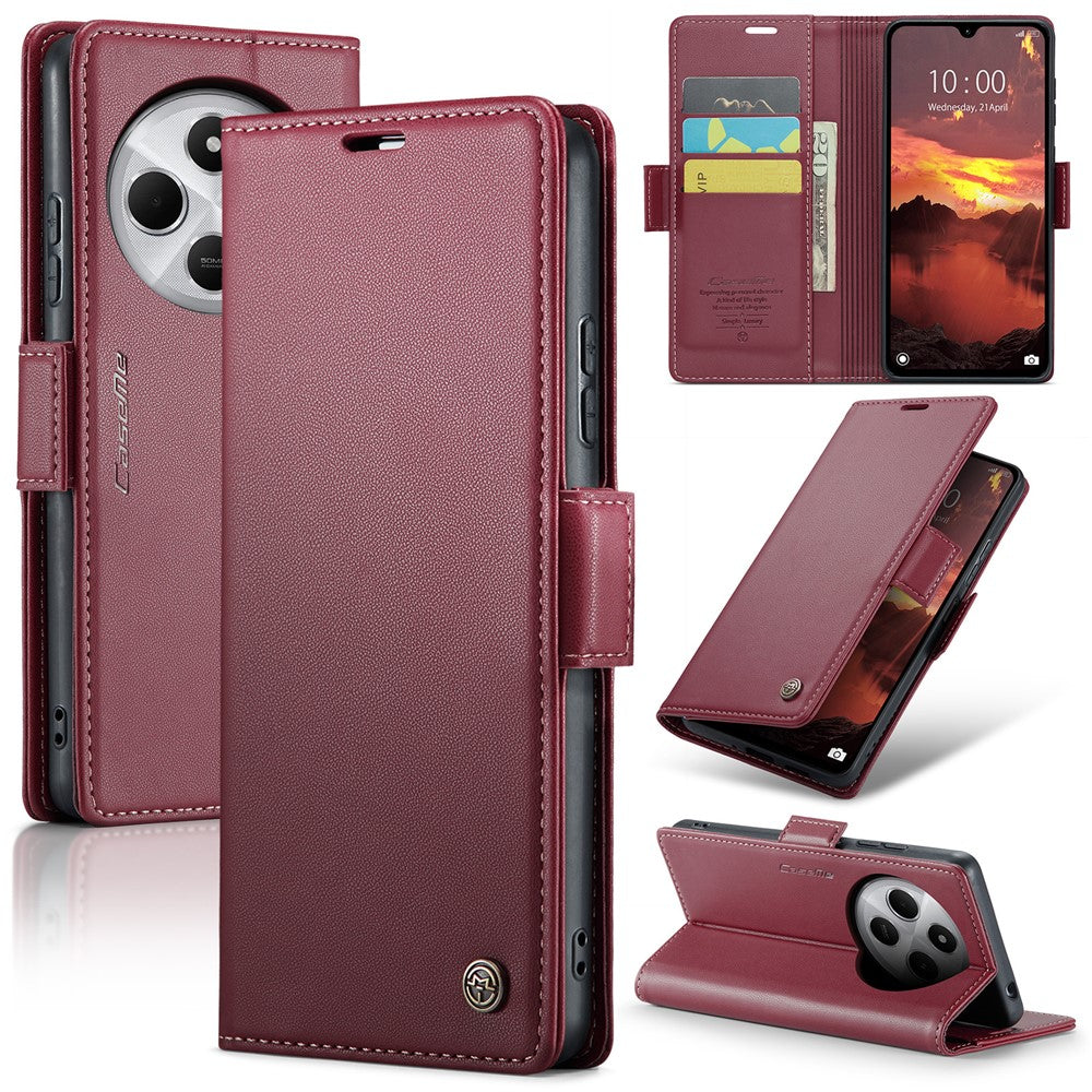 CASEME For Xiaomi Redmi 14C 4G Leather Case  023 RFID Blocking 3 Card Slot Mobile Cover