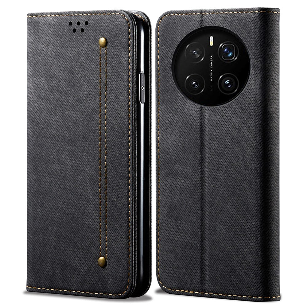 For Honor Magic7 5G Case Jeans Cloth Texture Anti-Scratch Leather Stand Phone Cover