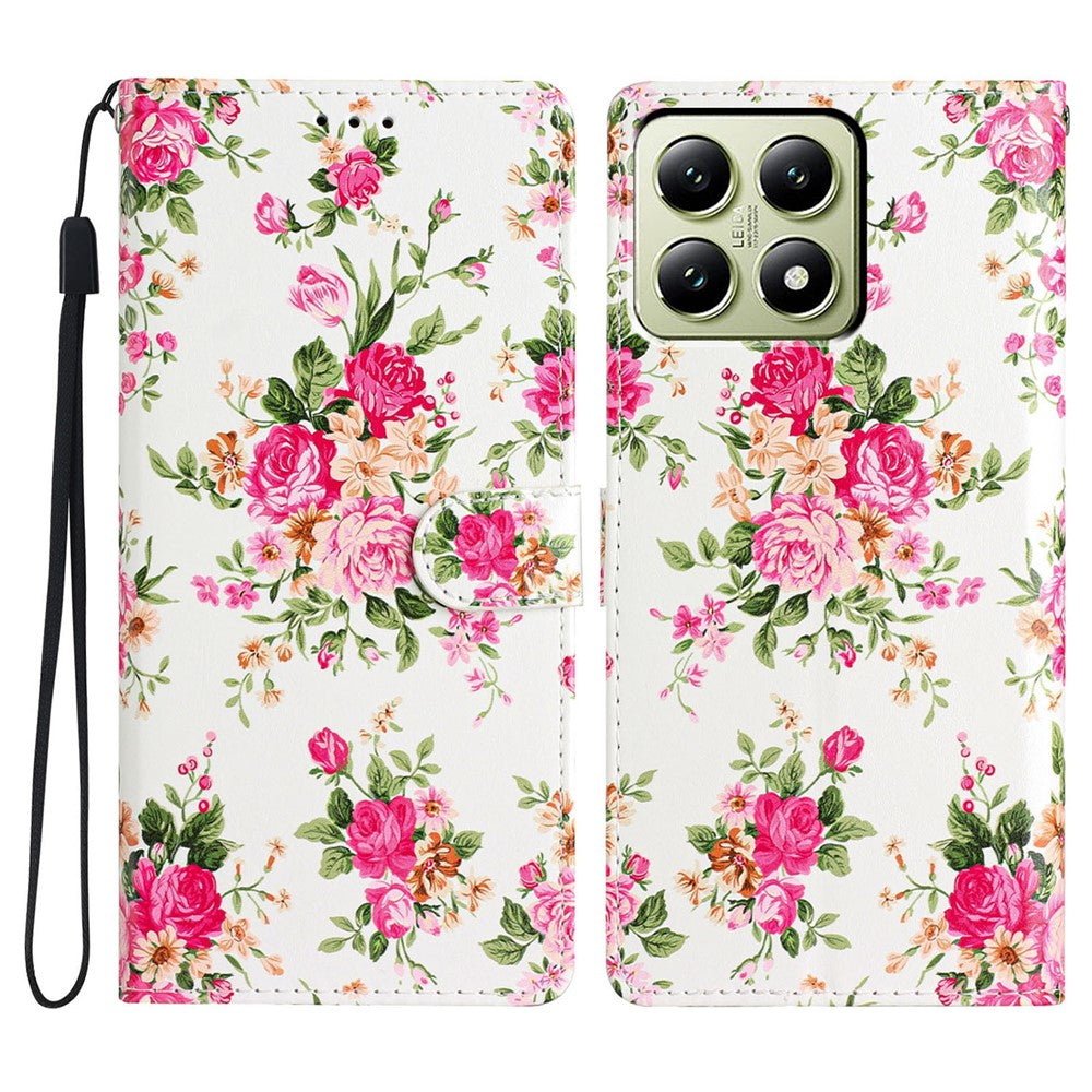 For Xiaomi 14T Wallet Case PU Leather Pattern Printing Stand Phone Cover with Strap