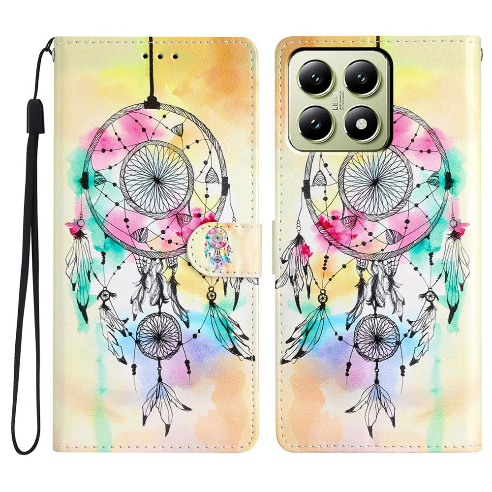 For Xiaomi 14T Wallet Case PU Leather Pattern Printing Stand Phone Cover with Strap