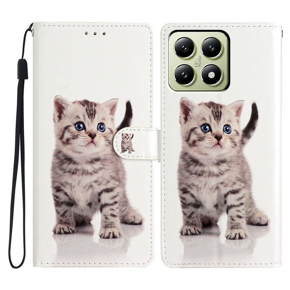 For Xiaomi 14T Wallet Case PU Leather Pattern Printing Stand Phone Cover with Strap