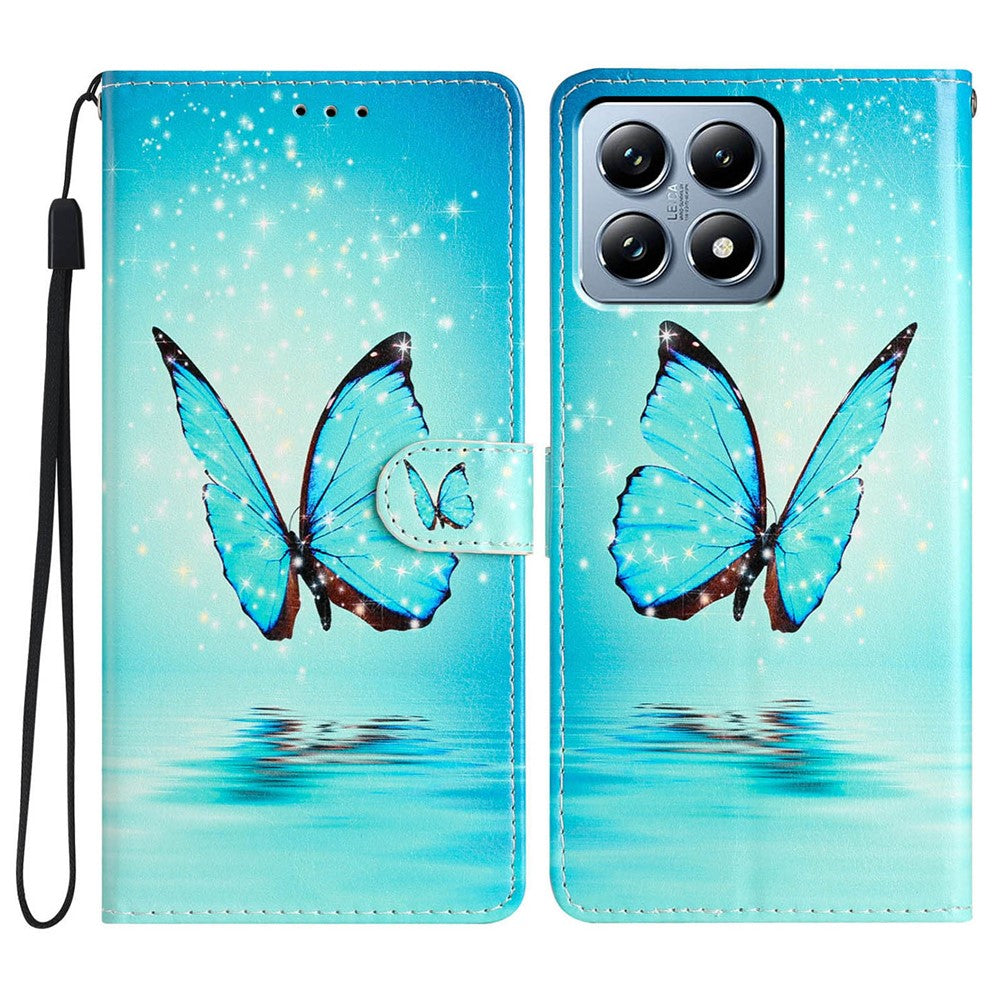 For Xiaomi 14T Pro Wallet Case PU Leather Pattern Printing Stand Phone Cover with Strap