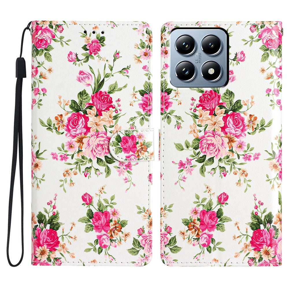 For Xiaomi 14T Pro Wallet Case PU Leather Pattern Printing Stand Phone Cover with Strap