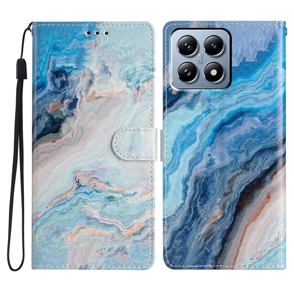For Xiaomi 14T Pro Wallet Case PU Leather Pattern Printing Stand Phone Cover with Strap