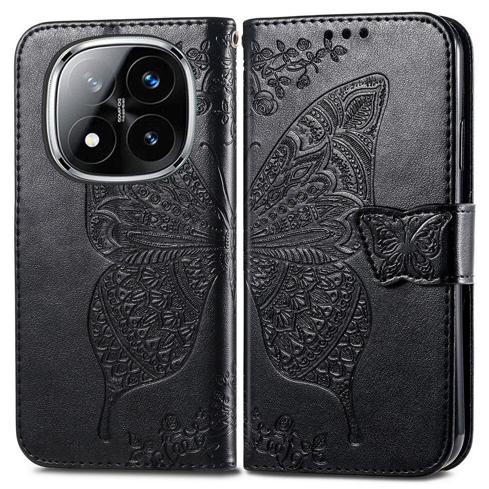 For Xiaomi Redmi Note 14 Pro+ 5G Case PU Leather Wallet Phone Cover Butterfly Pattern