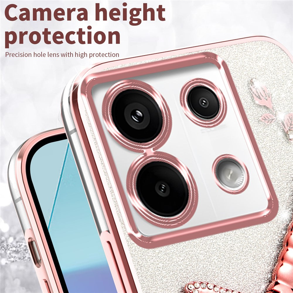 KADEM For Xiaomi Redmi Note 13 Pro 5G Case Dragonfly Kickstand TPU Flowers Glitter Phone Cover