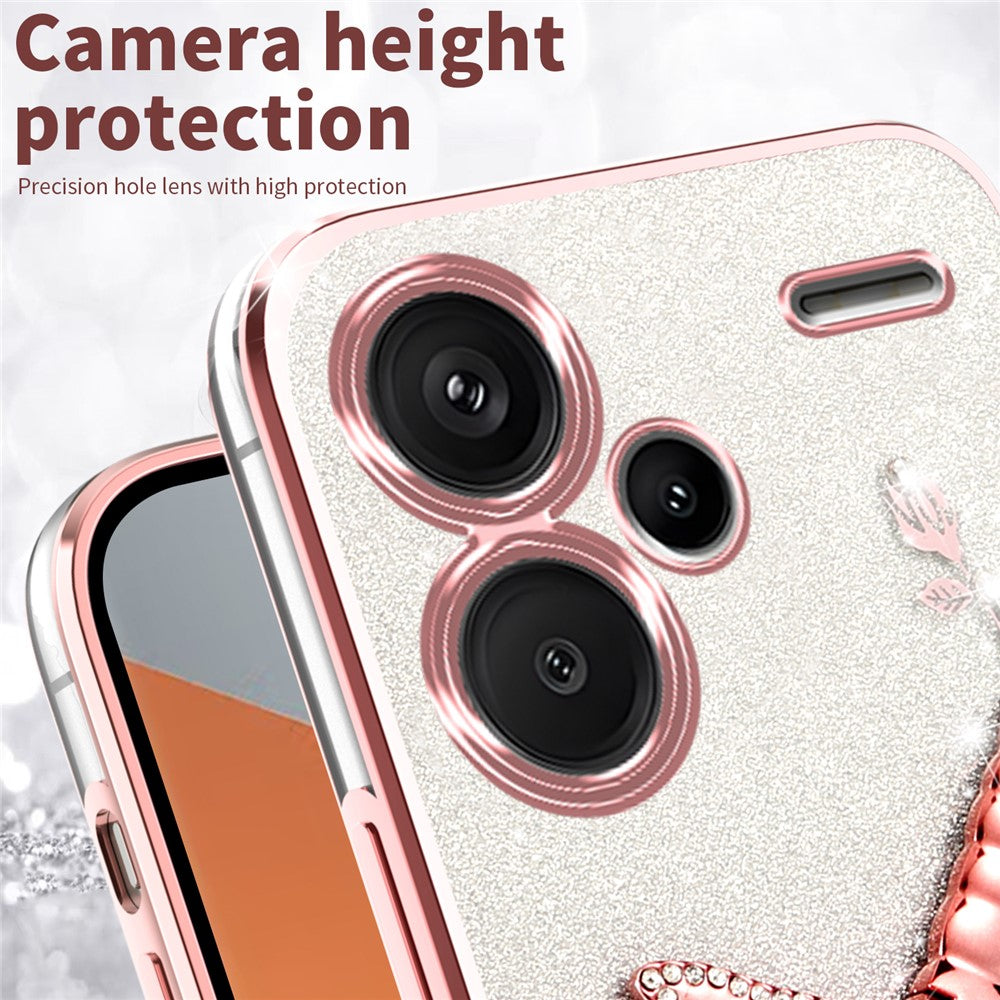 KADEM For Xiaomi Redmi Note 13 Pro+ 5G Case Dragonfly Kickstand TPU Flowers Glitter Phone Cover