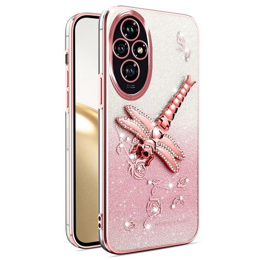 Honor 200 5G Handyhülle – KADEM Libelle Ständer TPU Blumen Glitzer