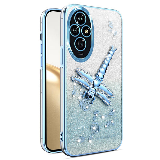 Honor 200 5G Handyhülle – KADEM Libelle Ständer TPU Blumen Glitzer