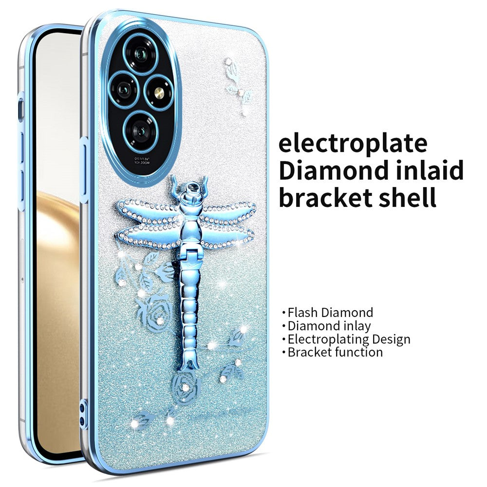 KADEM For Honor 200 5G Case Dragonfly Kickstand TPU Flowers Glitter Phone Cover