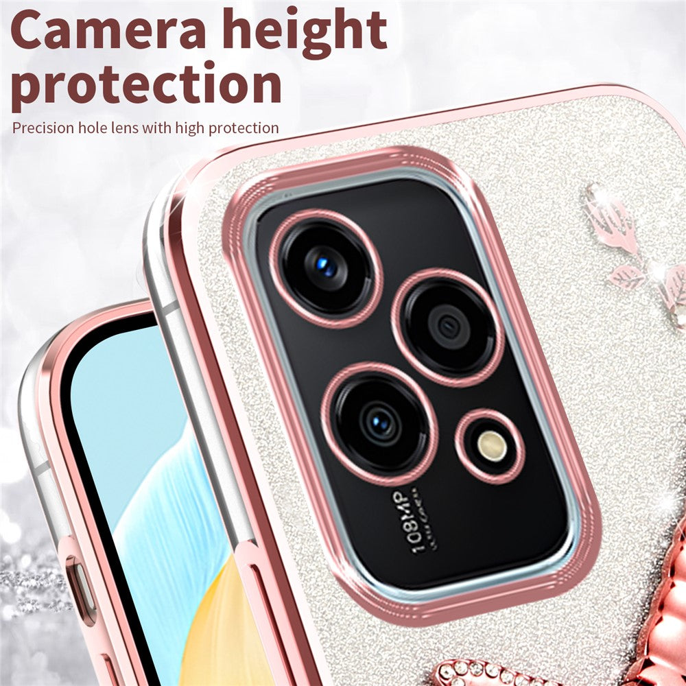 Honor 200 Lite Handyhülle – Mit Libellenmotiv, aus TPU, mit Blumen & Glitzer