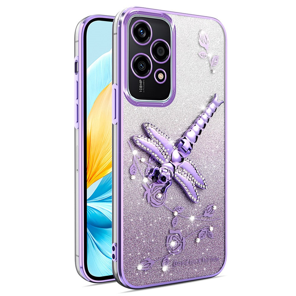 Honor 200 Lite Handyhülle – Mit Libellenmotiv, aus TPU, mit Blumen & Glitzer
