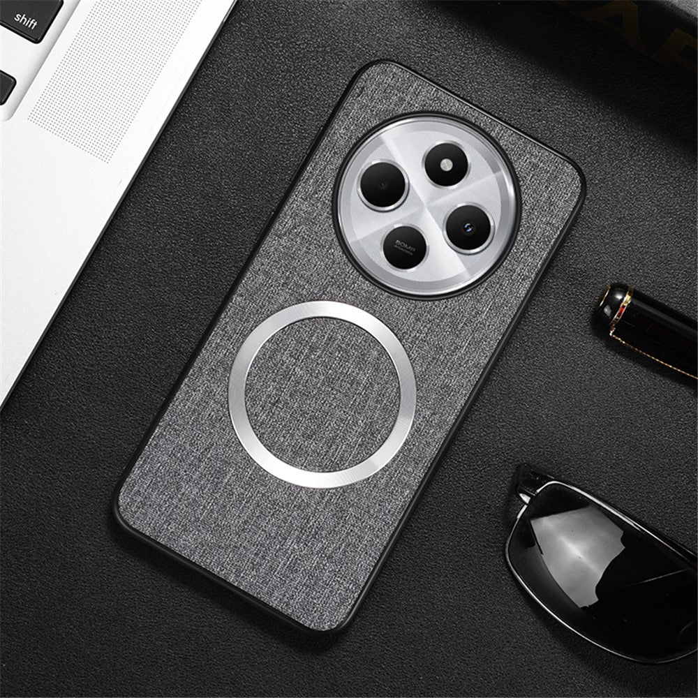 Magnetic Phone Case For Xiaomi Redmi 14C 4G / 14R 5G / Poco C75 4G Drop-Proof TPU+Cloth Back Cover