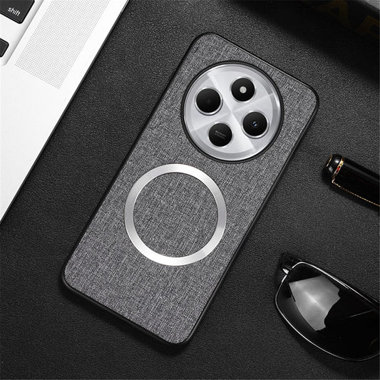 Magnetic Phone Case For Xiaomi Redmi 14C 4G / 14R 5G / Poco C75 4G Drop-Proof TPU+Cloth Back Cover