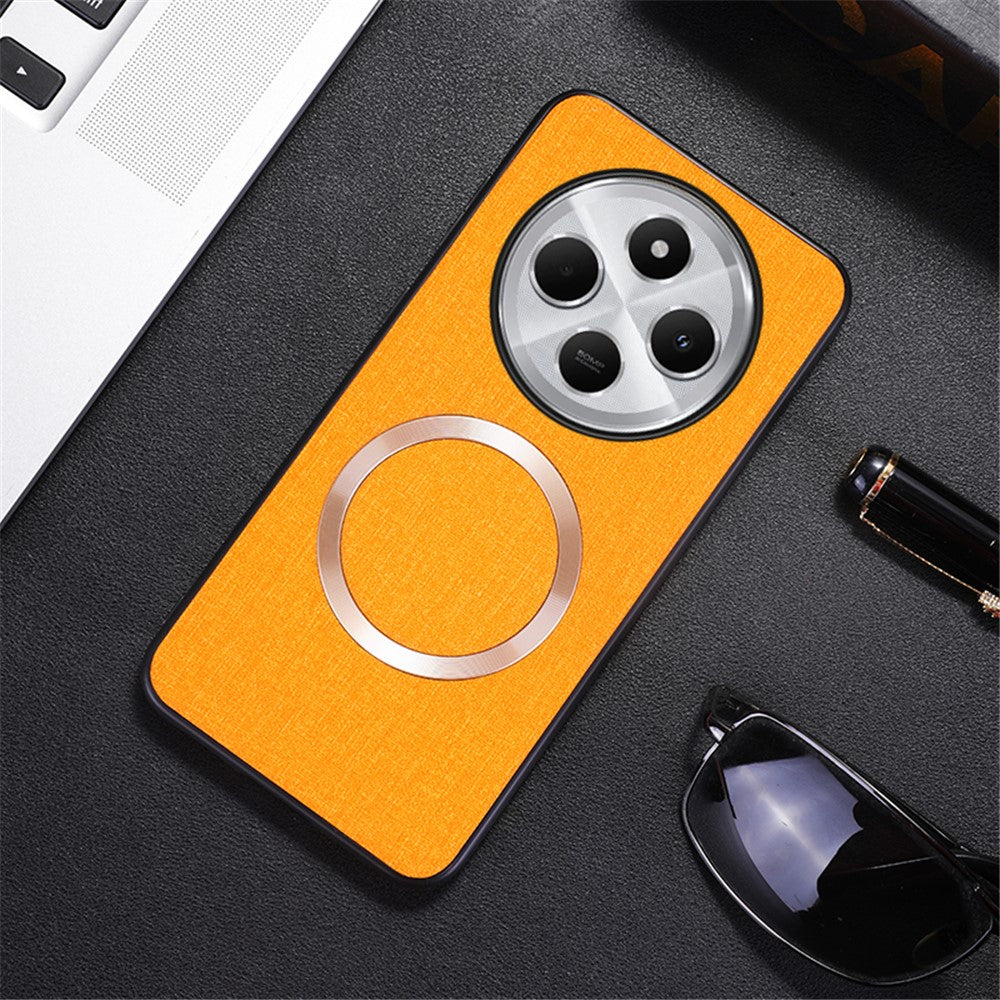 Magnetic Phone Case For Xiaomi Redmi 14C 4G / 14R 5G / Poco C75 4G Drop-Proof TPU+Cloth Back Cover