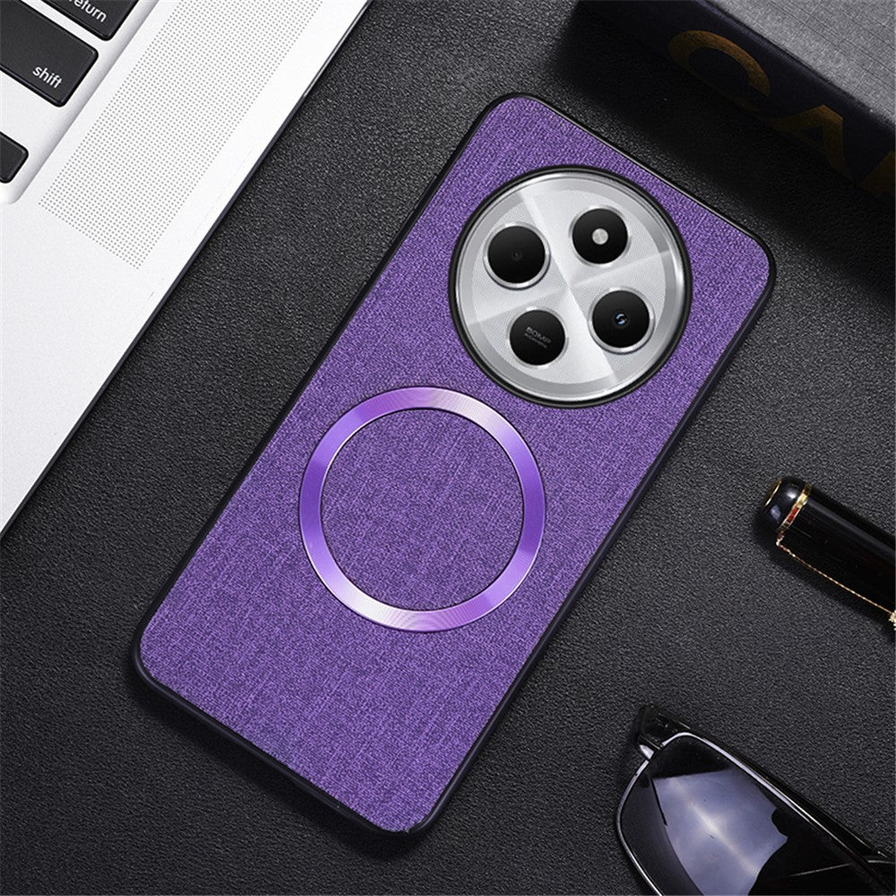 Magnetic Phone Case For Xiaomi Redmi 14C 4G / 14R 5G / Poco C75 4G Drop-Proof TPU+Cloth Back Cover