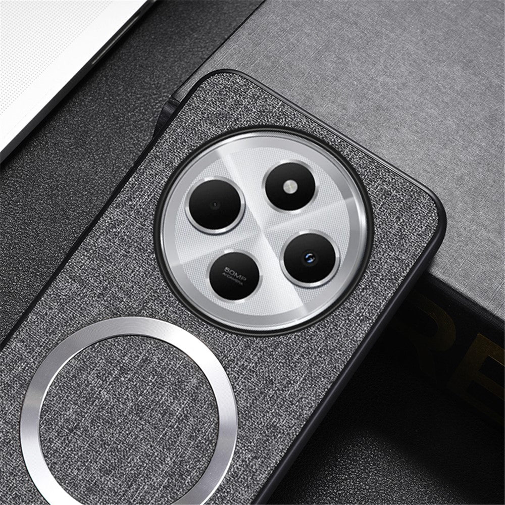 Magnetic Phone Case For Xiaomi Redmi 14C 4G / 14R 5G / Poco C75 4G Drop-Proof TPU+Cloth Back Cover