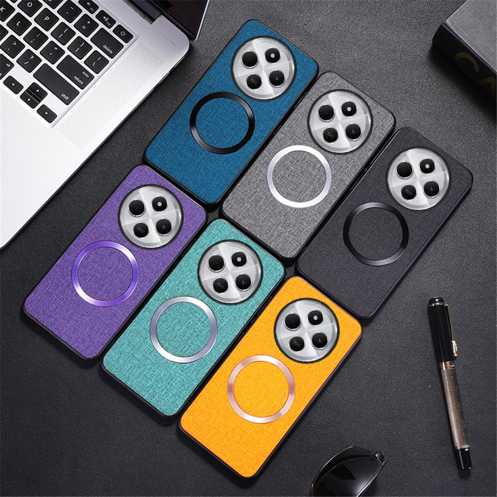Magnetic Phone Case For Xiaomi Redmi 14C 4G / 14R 5G / Poco C75 4G Drop-Proof TPU+Cloth Back Cover