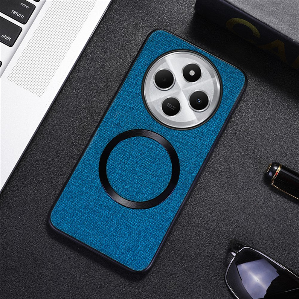 Magnetic Phone Case For Xiaomi Redmi 14C 4G / 14R 5G / Poco C75 4G Drop-Proof TPU+Cloth Back Cover
