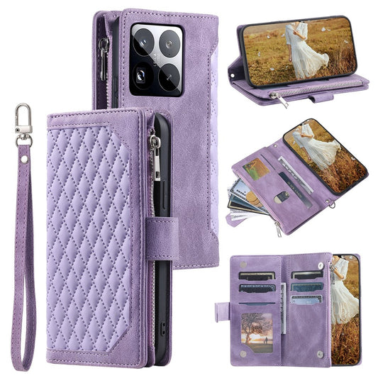 Xiaomi 15 Pro Handyhülle – Style 005 Brieftaschenetui Rautensteppung Line PU-Leder