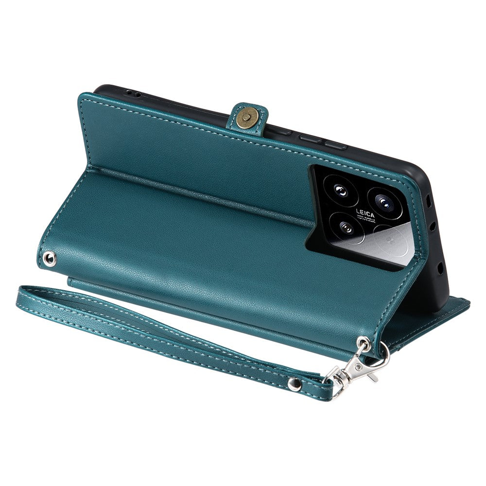 For Xiaomi 15 Leather Case Wallet Stand Phone Cover with Straps