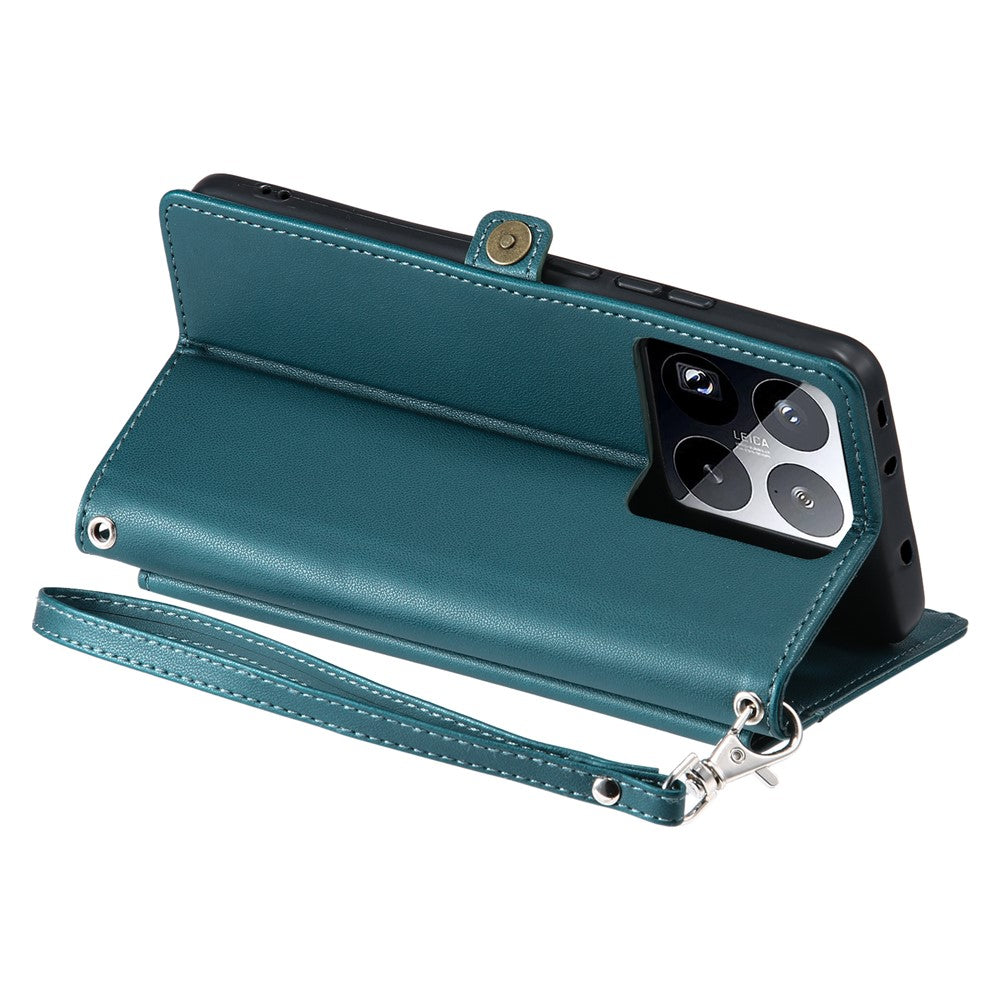 For Xiaomi 15 Pro Leather Case Wallet Stand Phone Cover with Straps