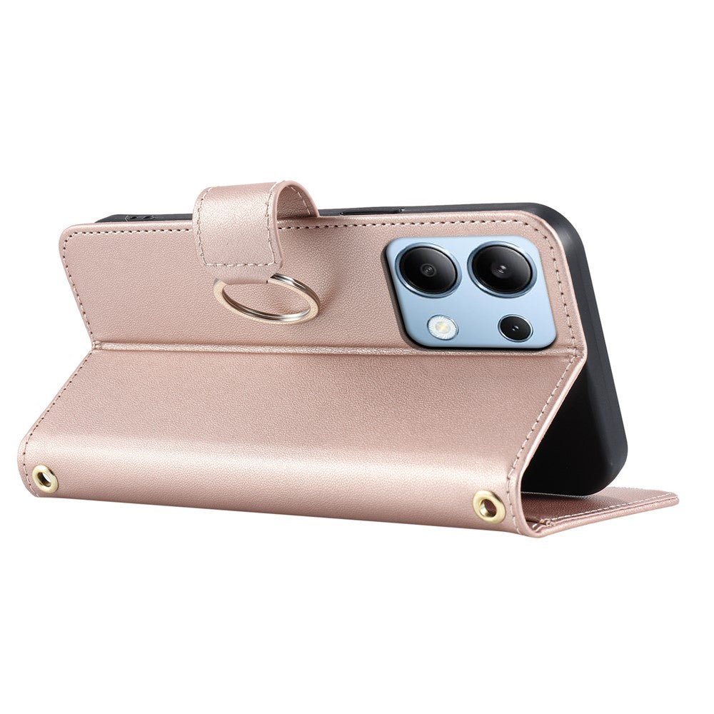For Xiaomi Redmi Note 13 4G Crossbody Leather Case Ring Buckle Wallet Stand Rhombus Mobile Cover