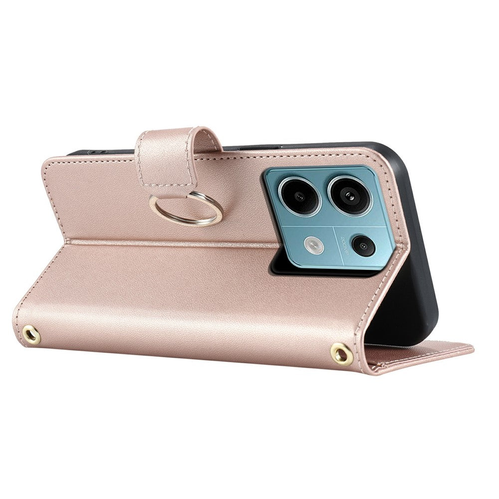 For Xiaomi Poco X6 5G / Redmi Note 13 Pro 5G Crossbody Leather Case Ring Buckle Wallet Stand Rhombus Mobile Cover