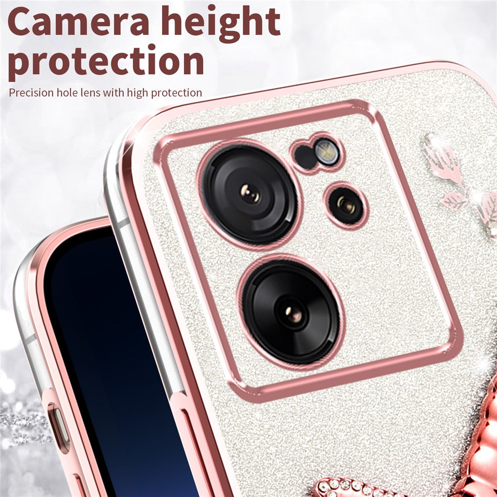 KADEM For Xiaomi 13T / 13T Pro Case Dragonfly Kickstand TPU Flowers Glitter Phone Cover