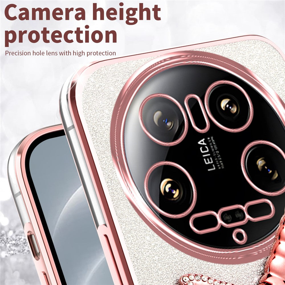 KADEM For Xiaomi 14 Ultra Case Dragonfly Kickstand TPU Flowers Glitter Phone Cover