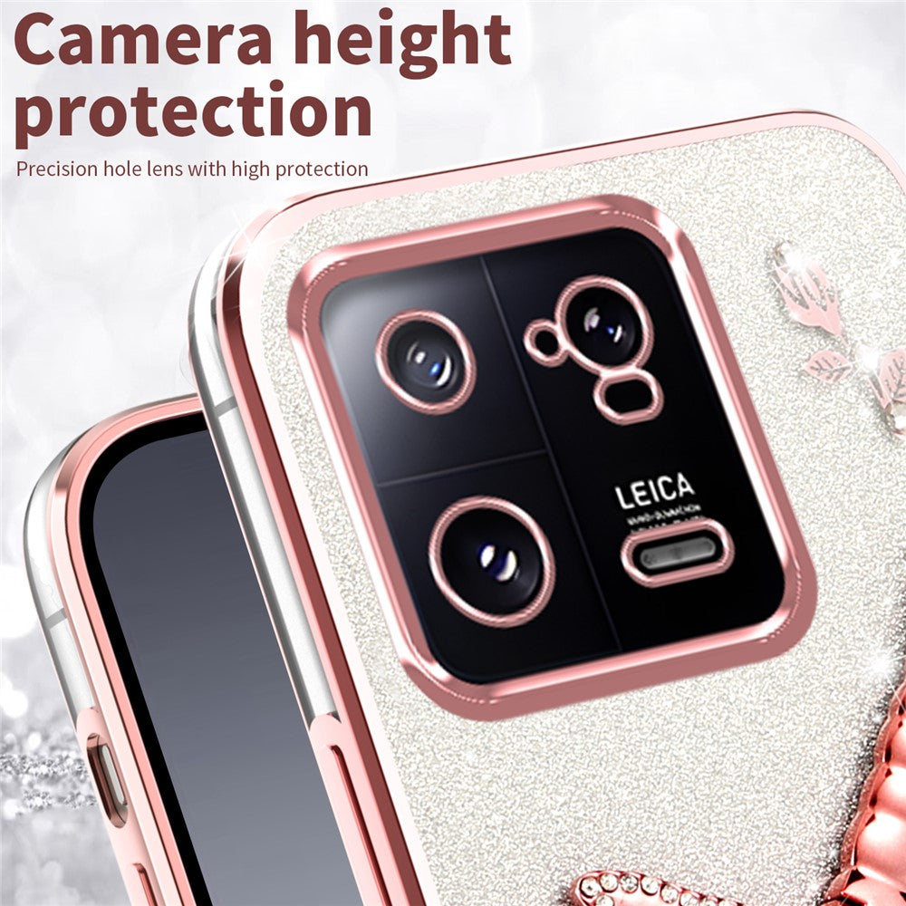 KADEM For Xiaomi 13 Pro 5G Case Dragonfly Kickstand TPU Flowers Glitter Phone Cover