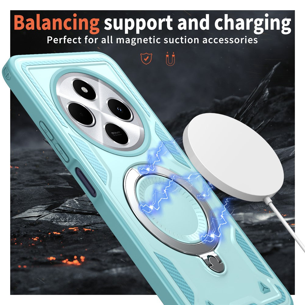 Kickstand Case for Xiaomi Poco C75 4G / Redmi 14R 5G / 14C 4G Magnetic Case Military Protection PC+TPU Cover