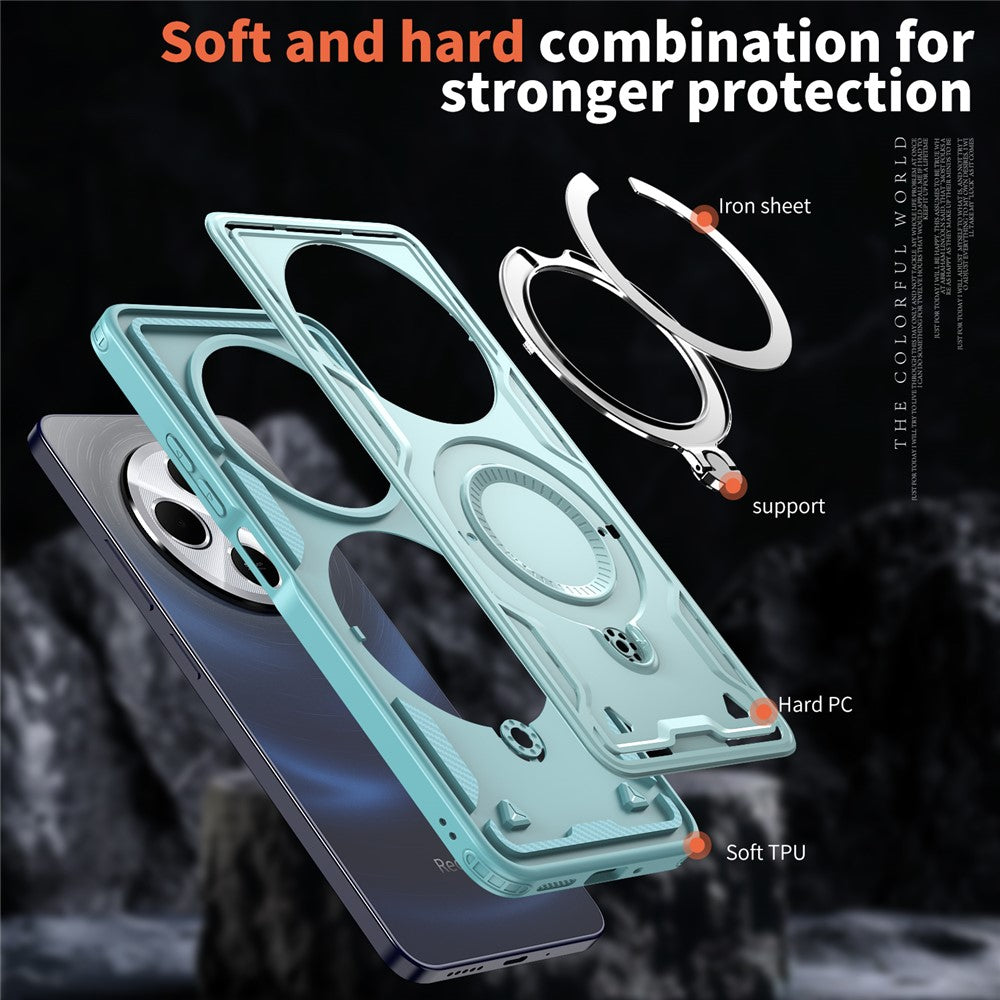 Kickstand Case for Xiaomi Poco C75 4G / Redmi 14R 5G / 14C 4G Magnetic Case Military Protection PC+TPU Cover