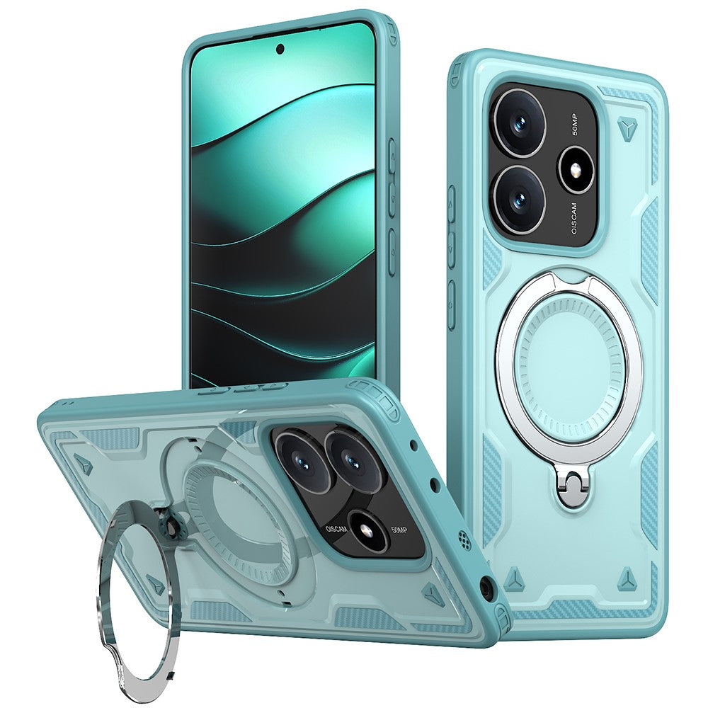 For Xiaomi Redmi Note 14 5G Magnetic Case Military Protection PC+TPU Kickstand Phone Cover