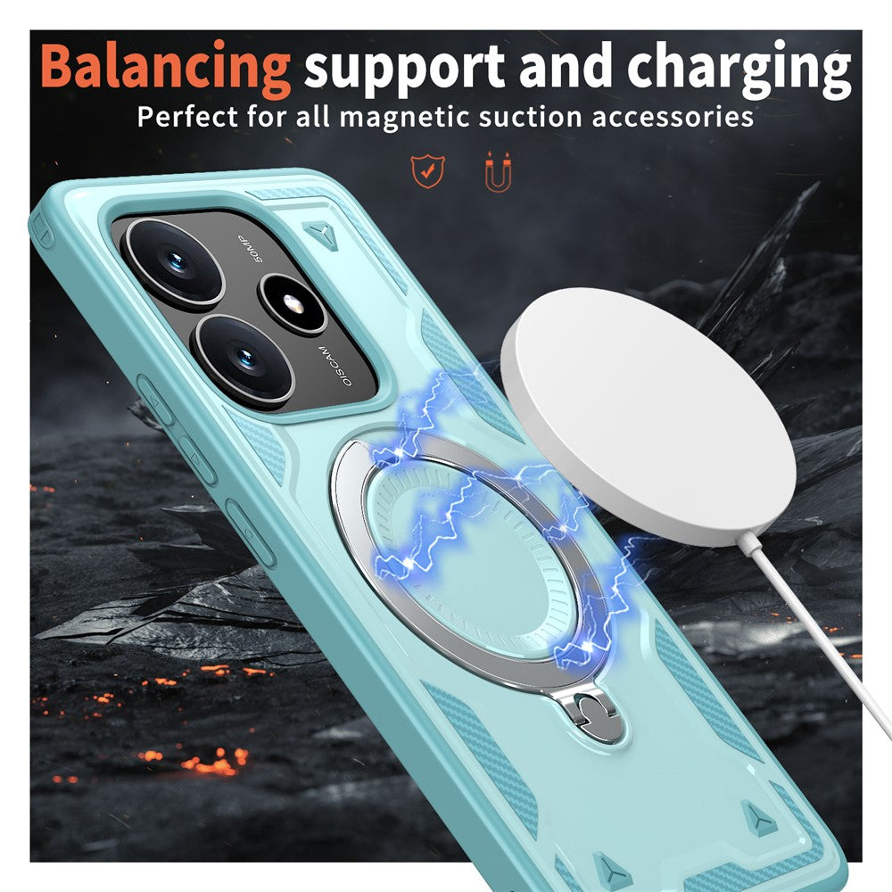 For Xiaomi Redmi Note 14 5G Magnetic Case Military Protection PC+TPU Kickstand Phone Cover