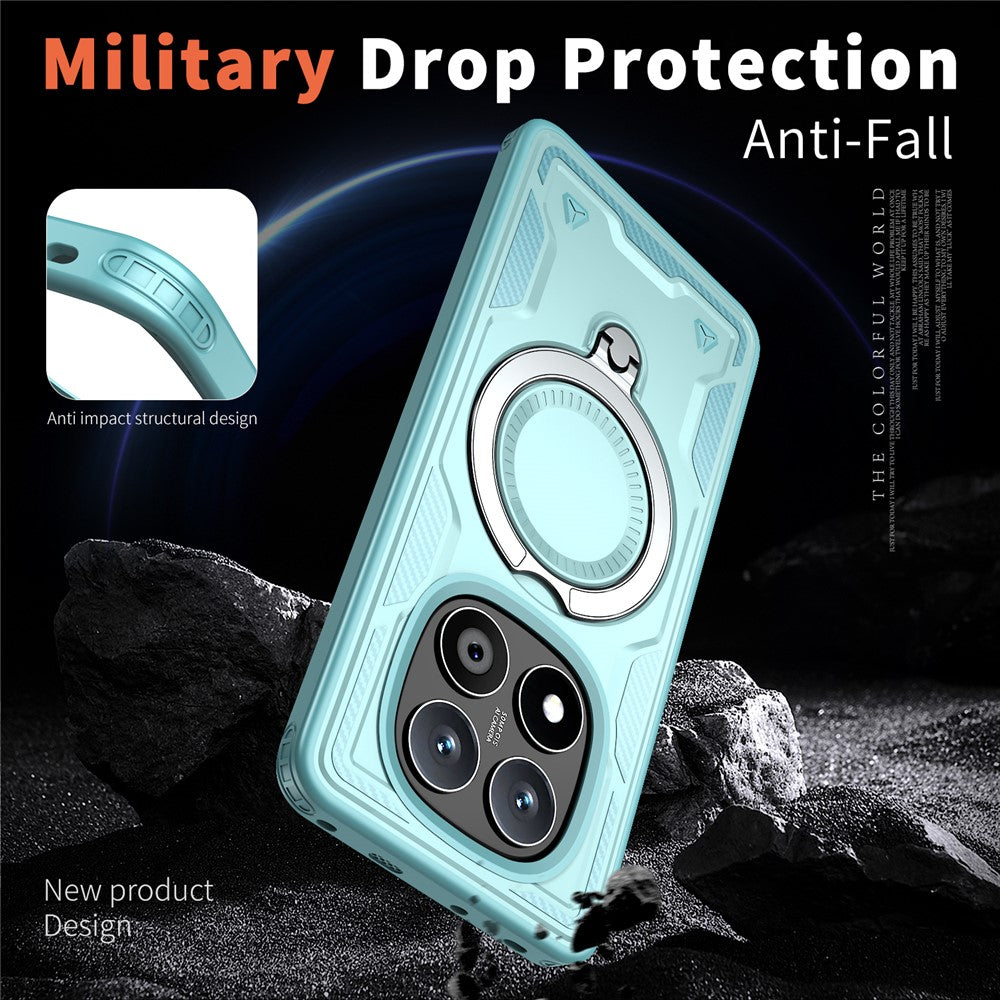 For Xiaomi Redmi Note 14 Pro+ 5G / 14 Pro 5G / 14 Pro 4G / Poco X7 5G Magnetic Case Military Protection PC+TPU Kickstand Phone Cover