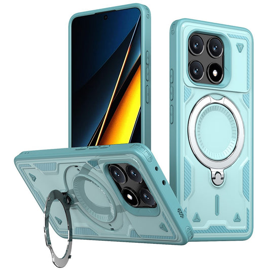 For Xiaomi Poco X6 Pro 5G / Redmi K70E 5G Magnetic Case Military Protection PC+TPU Kickstand Phone Cover