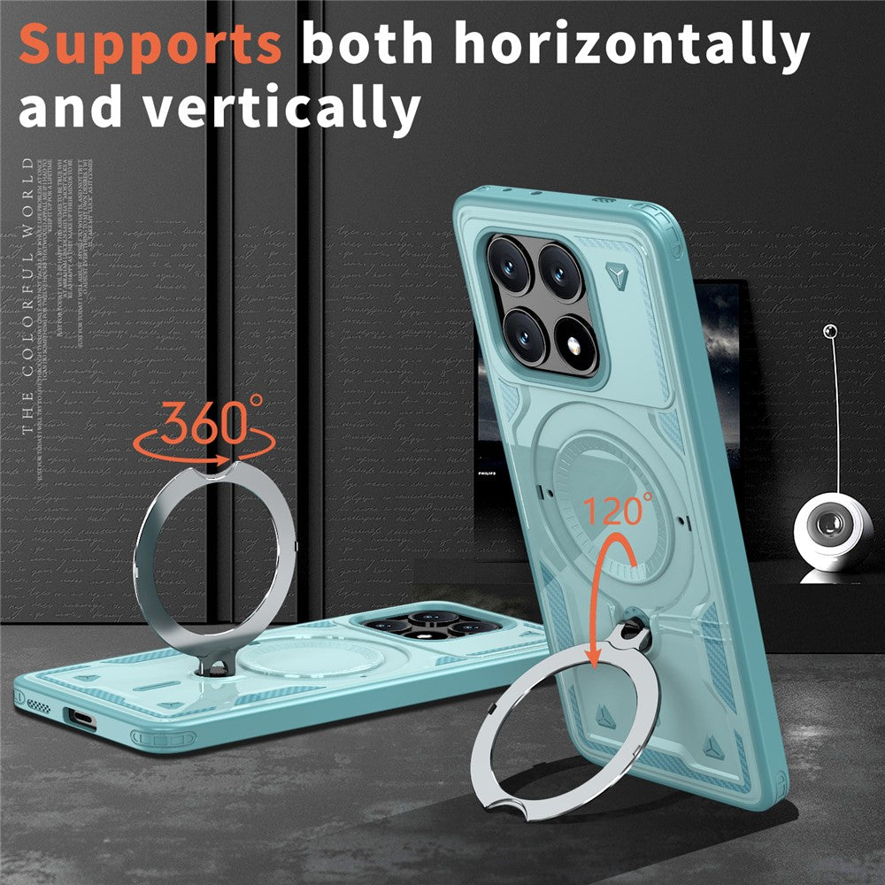 For Xiaomi Poco X6 Pro 5G / Redmi K70E 5G Magnetic Case Military Protection PC+TPU Kickstand Phone Cover