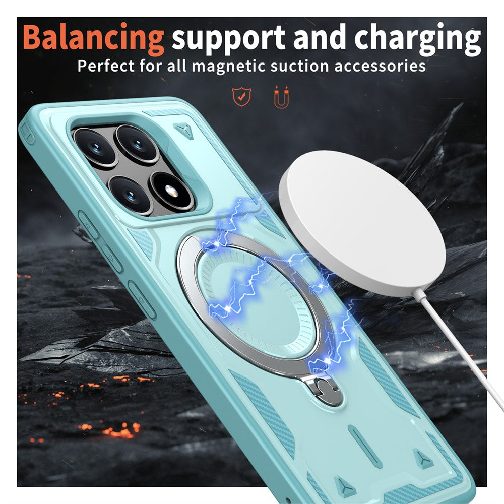 For Xiaomi Poco X6 Pro 5G / Redmi K70E 5G Magnetic Case Military Protection PC+TPU Kickstand Phone Cover