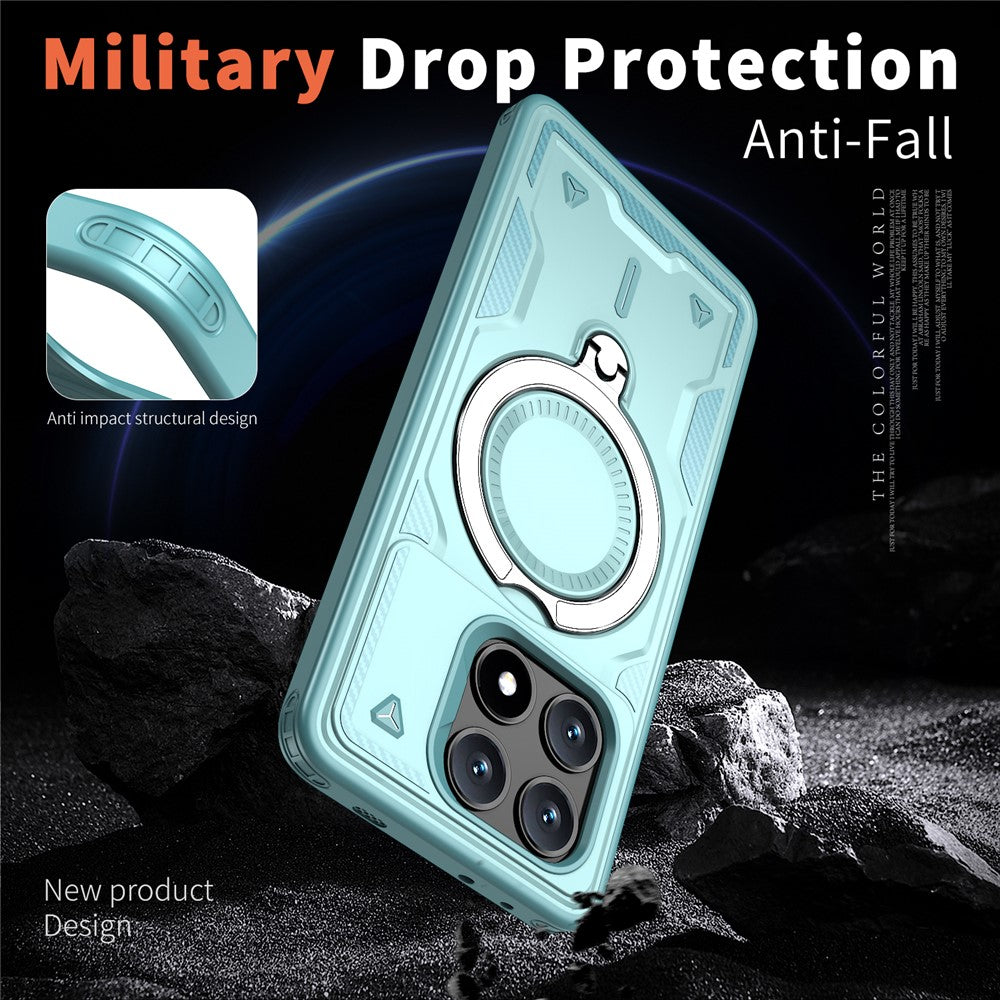 For Xiaomi Poco X6 Pro 5G / Redmi K70E 5G Magnetic Case Military Protection PC+TPU Kickstand Phone Cover