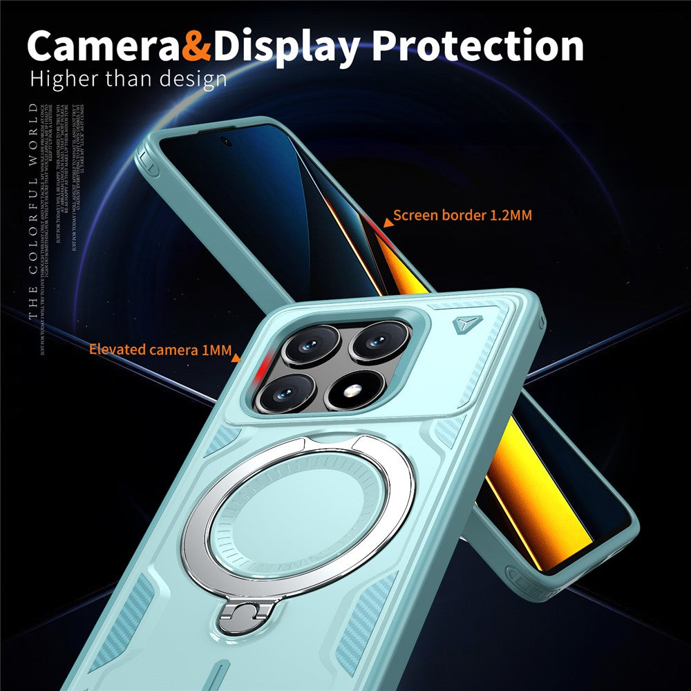 For Xiaomi Poco X6 Pro 5G / Redmi K70E 5G Magnetic Case Military Protection PC+TPU Kickstand Phone Cover