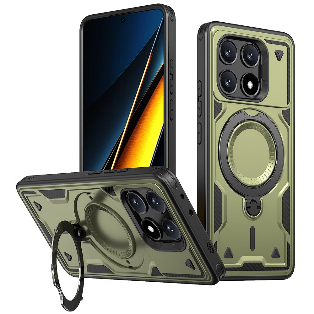 For Xiaomi Poco X6 Pro 5G / Redmi K70E 5G Magnetic Case Military Protection PC+TPU Kickstand Phone Cover