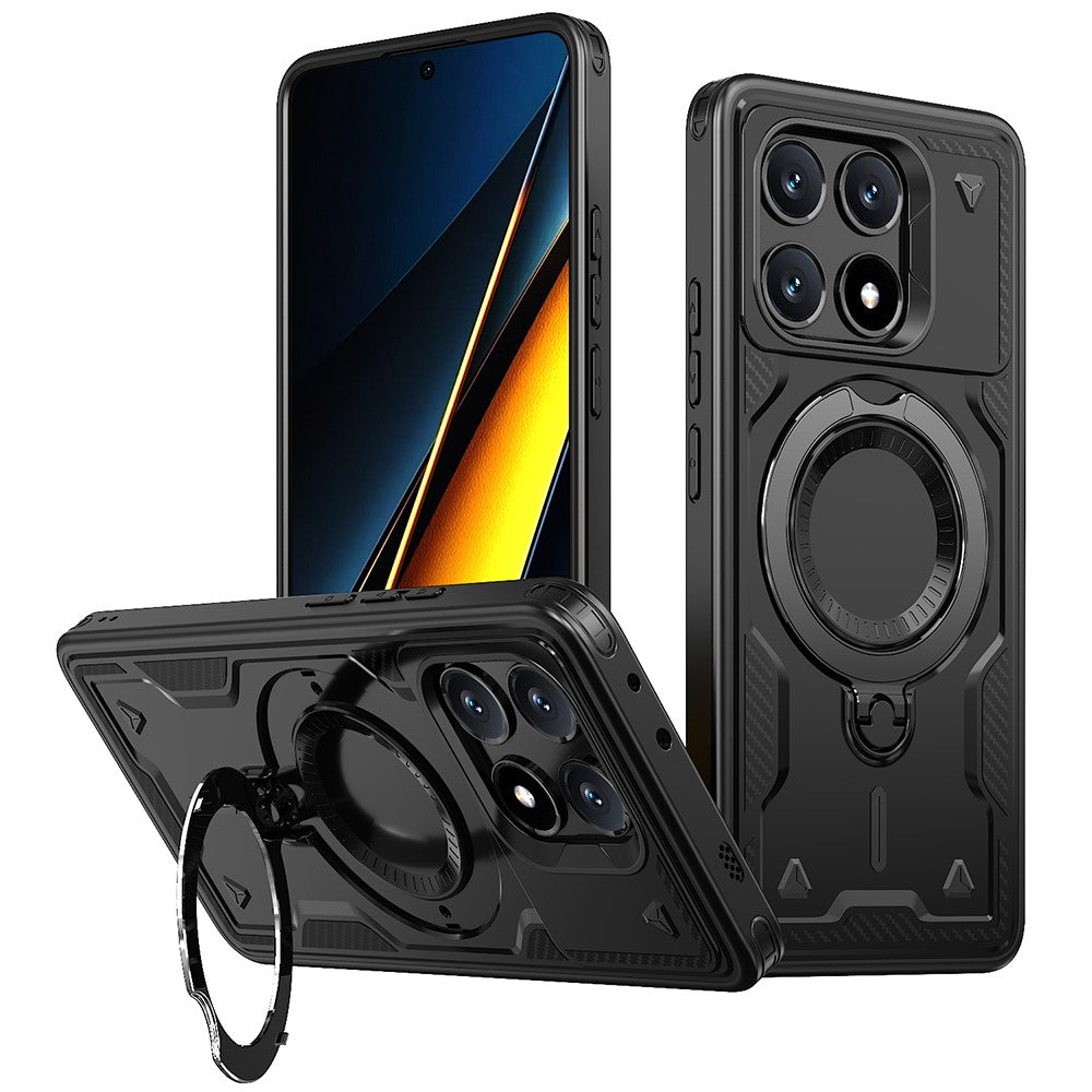 For Xiaomi Poco X6 Pro 5G / Redmi K70E 5G Magnetic Case Military Protection PC+TPU Kickstand Phone Cover