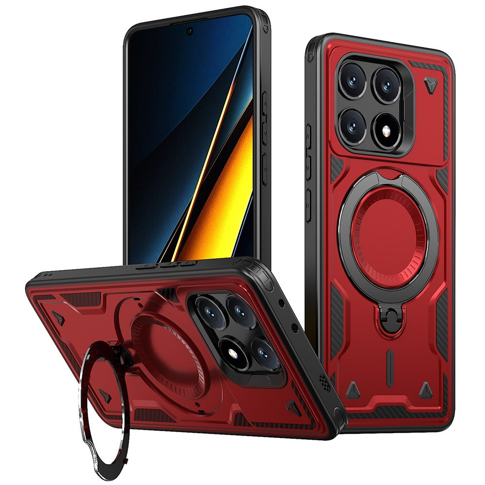 For Xiaomi Poco X6 Pro 5G / Redmi K70E 5G Magnetic Case Military Protection PC+TPU Kickstand Phone Cover