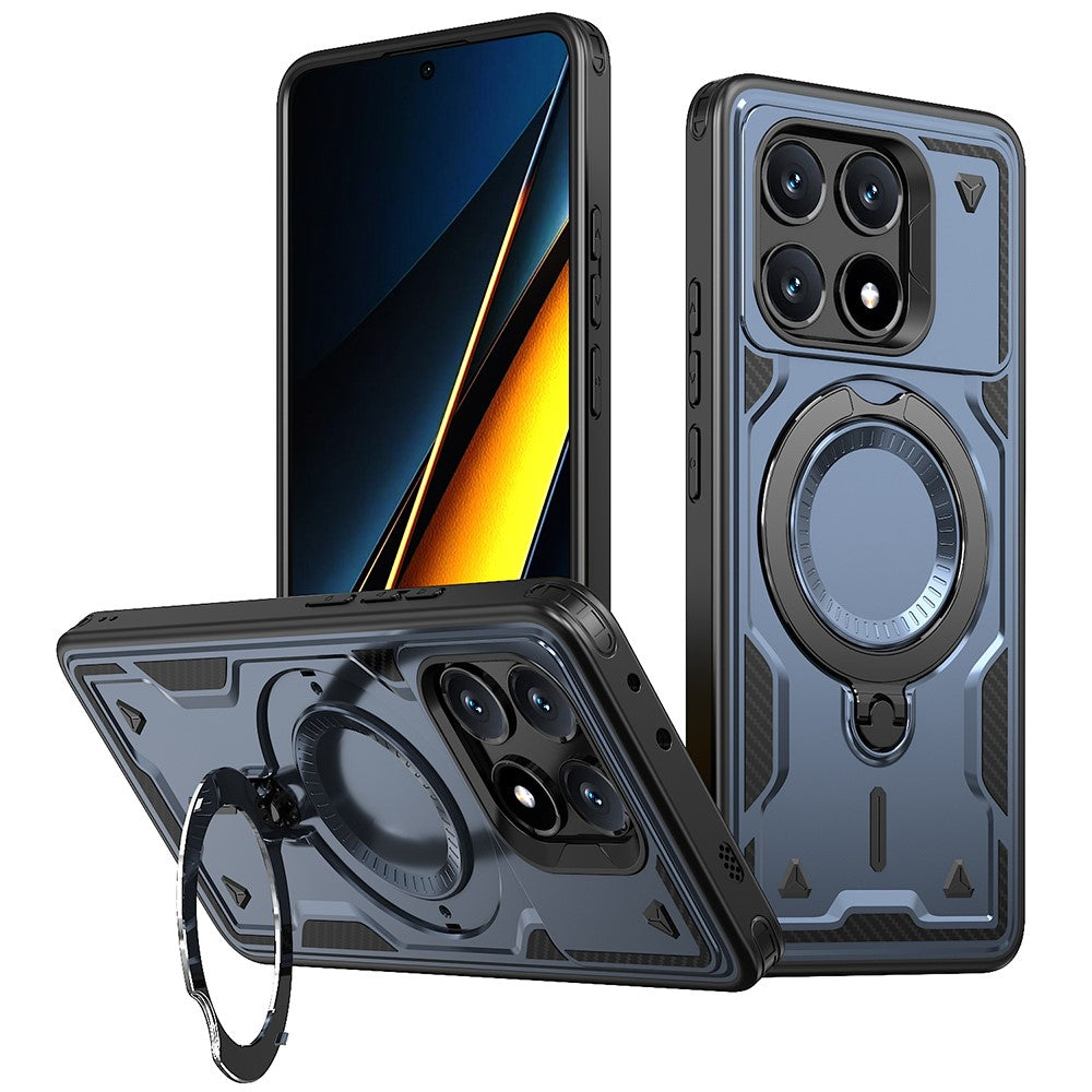 For Xiaomi Poco X6 Pro 5G / Redmi K70E 5G Magnetic Case Military Protection PC+TPU Kickstand Phone Cover